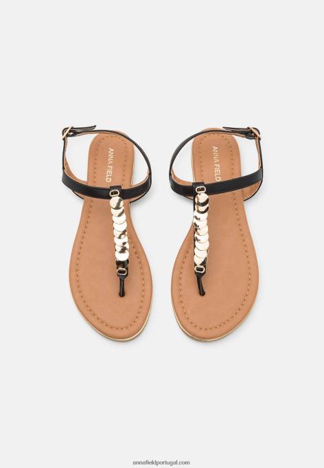 mulheres sandália t-bar preta F4BZ0D1547 Anna Field