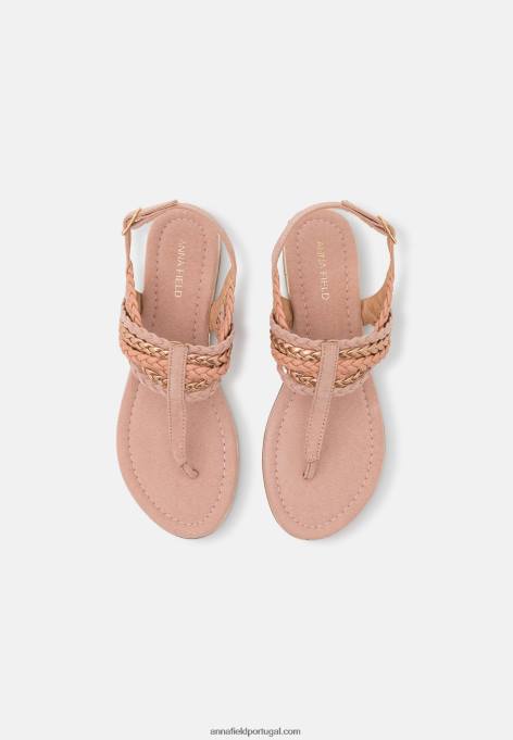 mulheres sandália t-bar rosa dourada F4BZ0D1520 Anna Field