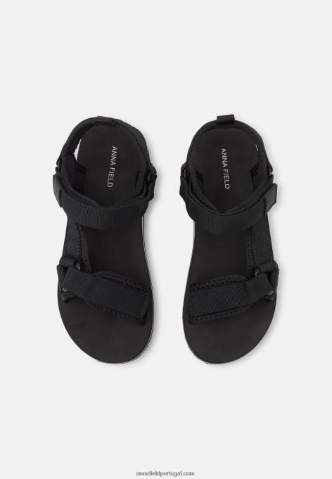 mulheres sandálias de caminhada preta F4BZ0D1298 Anna Field