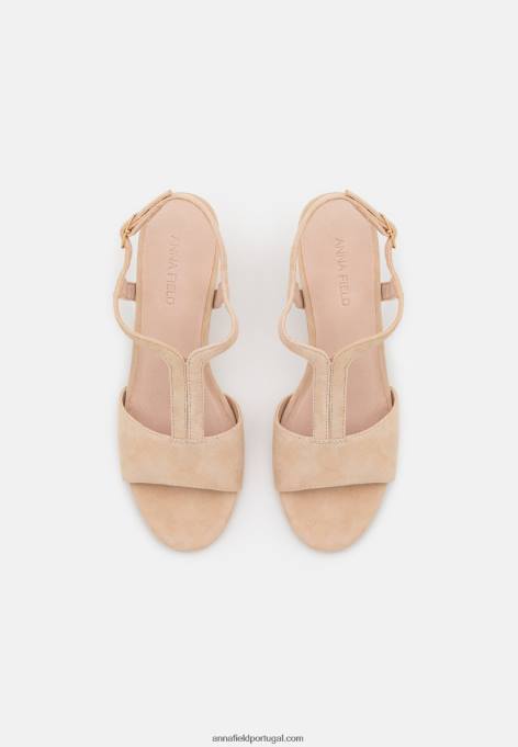 mulheres sandálias de couro bege F4BZ0D1335 Anna Field