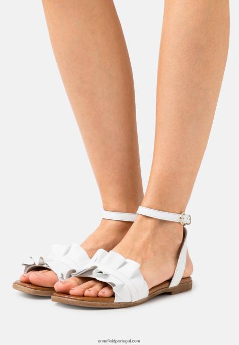mulheres sandálias de couro branco F4BZ0D1262 Anna Field