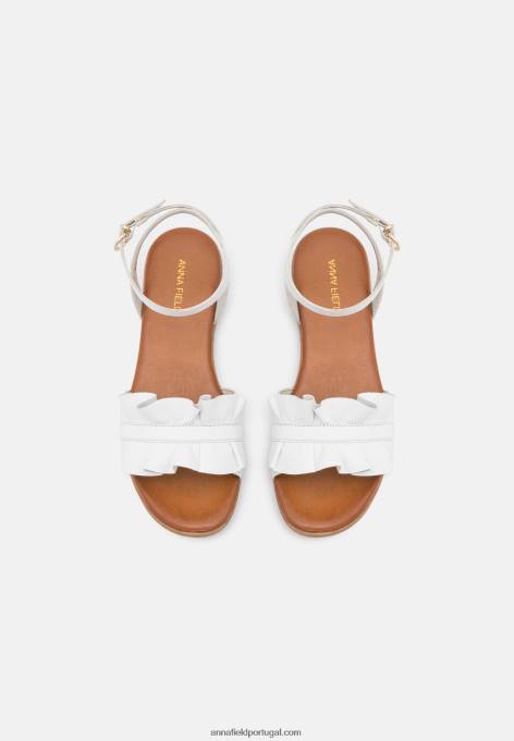 mulheres sandálias de couro branco F4BZ0D1262 Anna Field