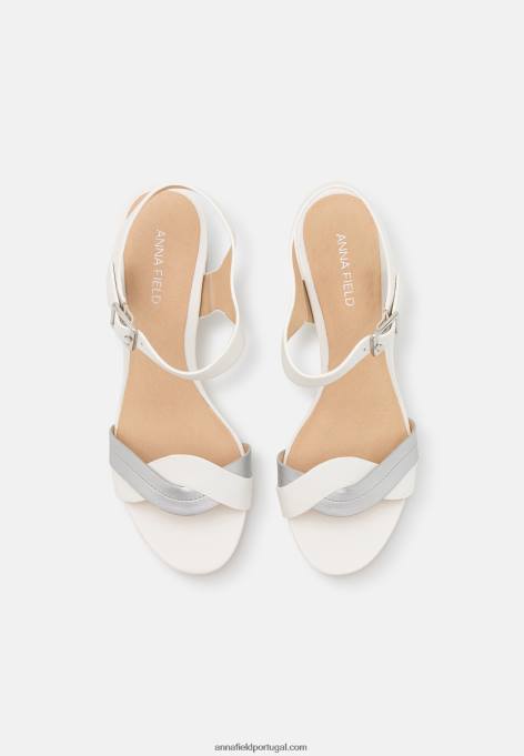 mulheres sandálias de couro branco F4BZ0D1367 Anna Field