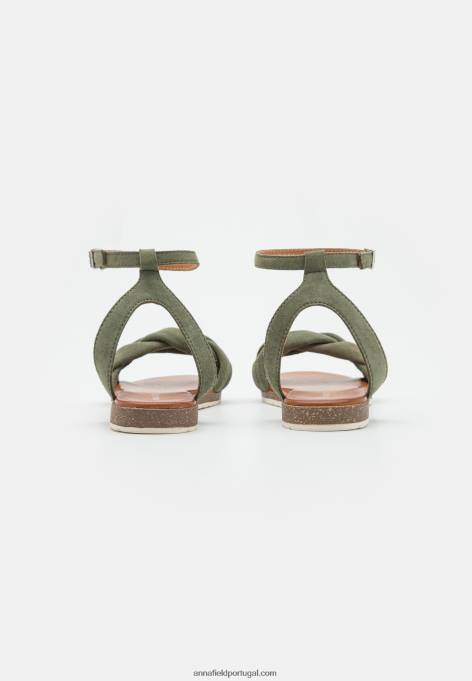 mulheres sandálias de couro caqui F4BZ0D1387 Anna Field