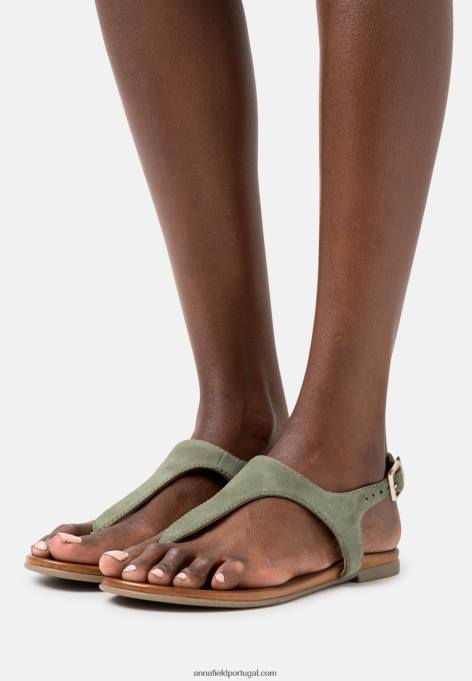 mulheres sandálias de couro caqui F4BZ0D1399 Anna Field