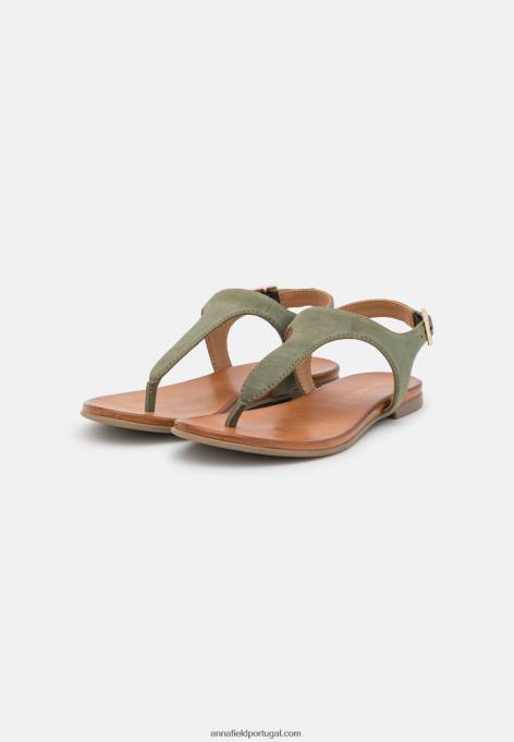 mulheres sandálias de couro caqui F4BZ0D1399 Anna Field