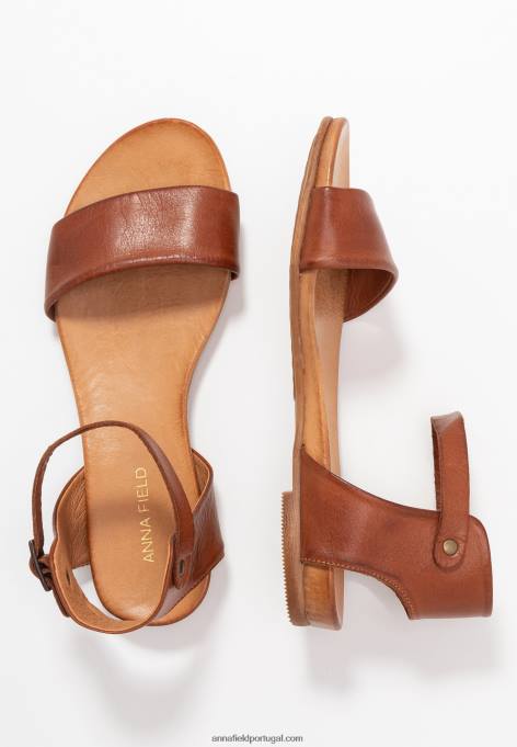 mulheres sandálias de couro conhaque F4BZ0D1278 Anna Field