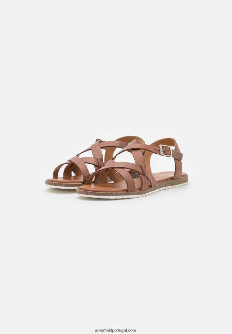 mulheres sandálias de couro conhaque F4BZ0D1284 Anna Field