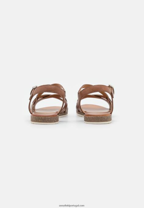 mulheres sandálias de couro conhaque F4BZ0D1284 Anna Field