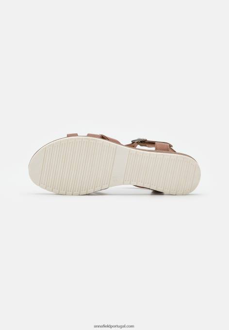 mulheres sandálias de couro conhaque F4BZ0D1284 Anna Field