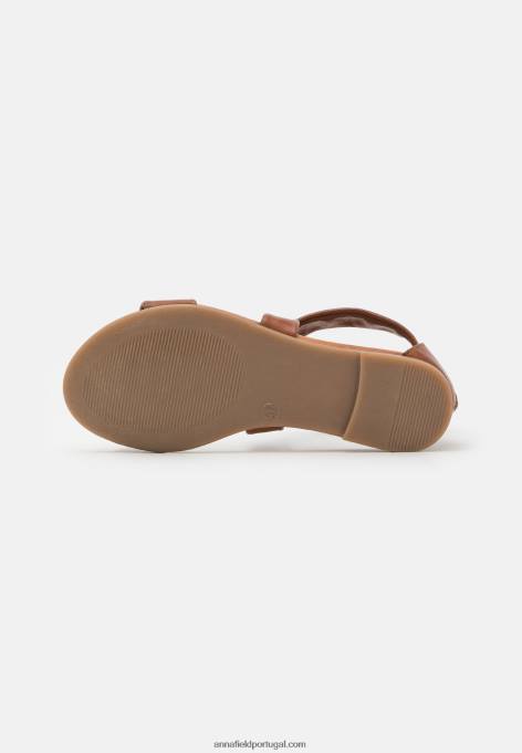 mulheres sandálias de couro conhaque F4BZ0D1316 Anna Field