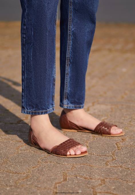 mulheres sandálias de couro conhaque F4BZ0D1389 Anna Field