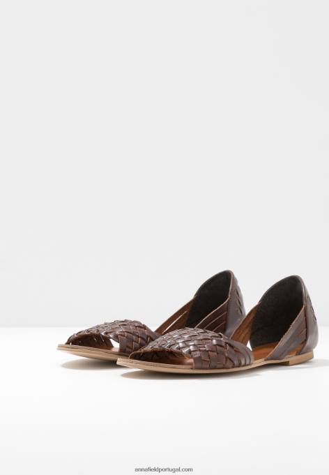 mulheres sandálias de couro conhaque F4BZ0D1389 Anna Field