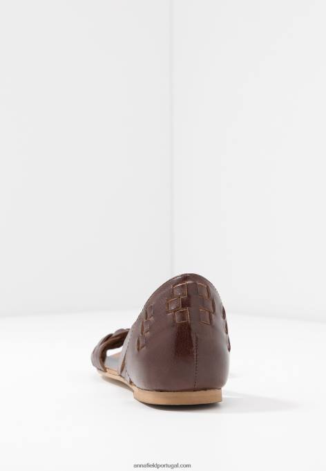 mulheres sandálias de couro conhaque F4BZ0D1389 Anna Field