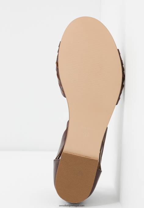 mulheres sandálias de couro conhaque F4BZ0D1389 Anna Field