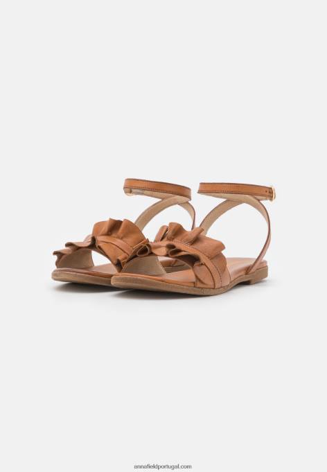 mulheres sandálias de couro conhaque F4BZ0D1440 Anna Field