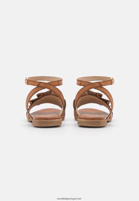 mulheres sandálias de couro conhaque F4BZ0D1440 Anna Field