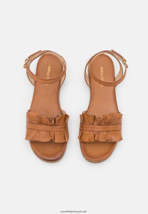 mulheres sandálias de couro conhaque F4BZ0D1440 Anna Field