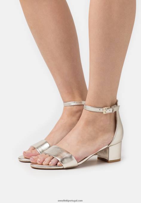 mulheres sandálias de couro ouro F4BZ0D1301 Anna Field