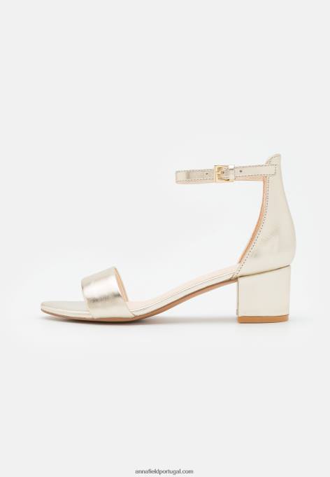 mulheres sandálias de couro ouro F4BZ0D1301 Anna Field