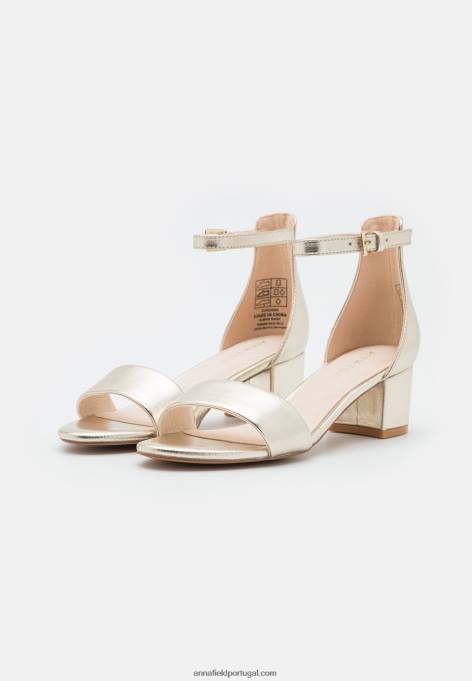 mulheres sandálias de couro ouro F4BZ0D1301 Anna Field