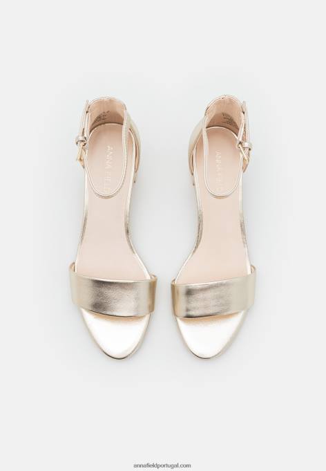 mulheres sandálias de couro ouro F4BZ0D1301 Anna Field