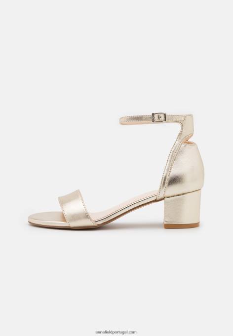 mulheres sandálias de couro ouro F4BZ0D1318 Anna Field