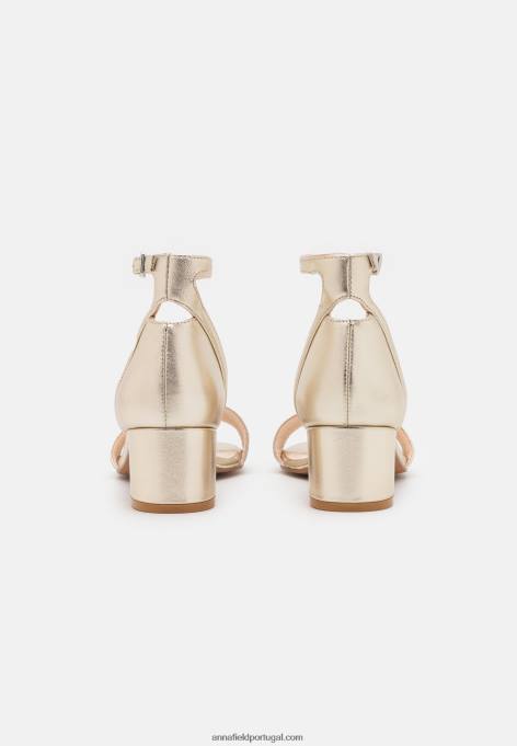 mulheres sandálias de couro ouro F4BZ0D1318 Anna Field