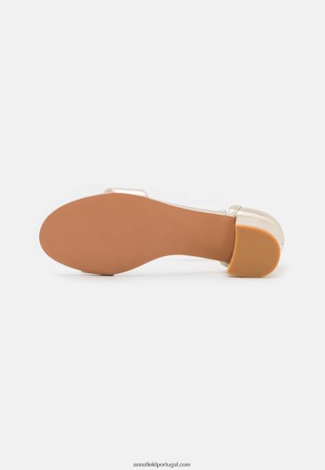 mulheres sandálias de couro ouro F4BZ0D1318 Anna Field