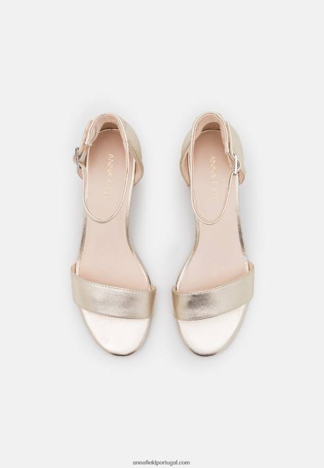 mulheres sandálias de couro ouro F4BZ0D1318 Anna Field