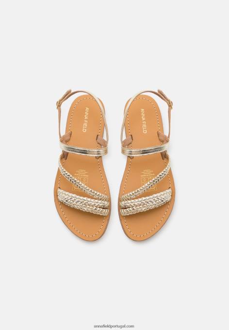 mulheres sandálias de couro ouro F4BZ0D1337 Anna Field