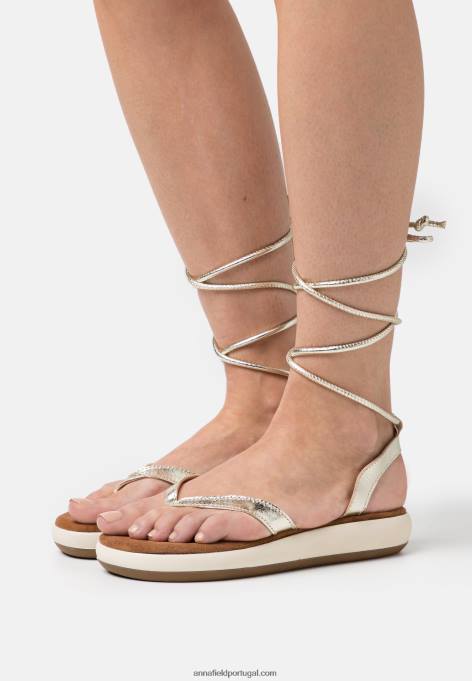 mulheres sandálias de couro ouro F4BZ0D1390 Anna Field