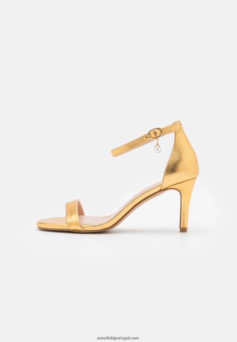 mulheres sandálias de couro ouro F4BZ0D1409 Anna Field