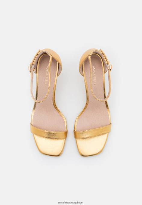 mulheres sandálias de couro ouro F4BZ0D1409 Anna Field