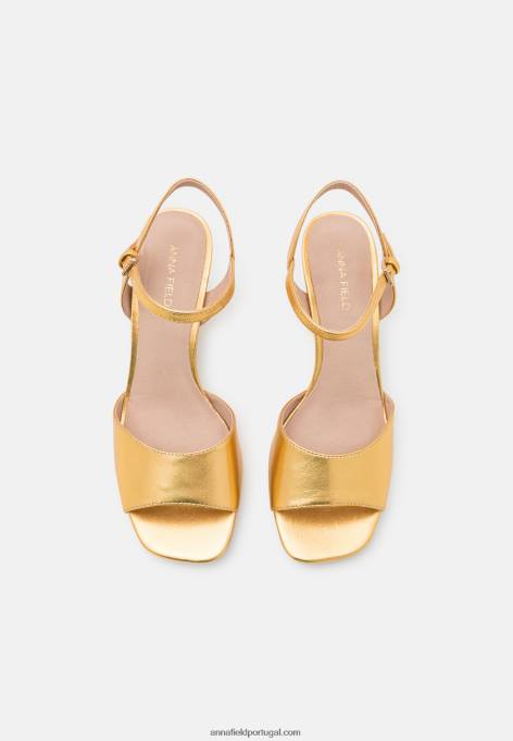 mulheres sandálias de couro ouro F4BZ0D1423 Anna Field