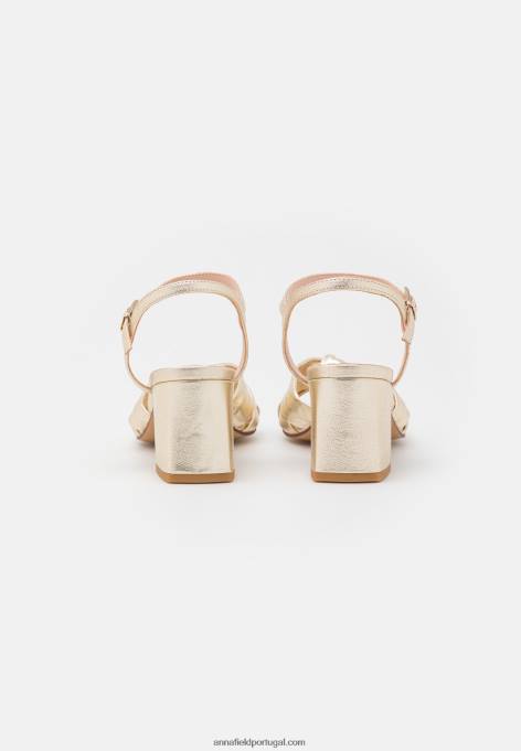 mulheres sandálias de couro ouro F4BZ0D1447 Anna Field