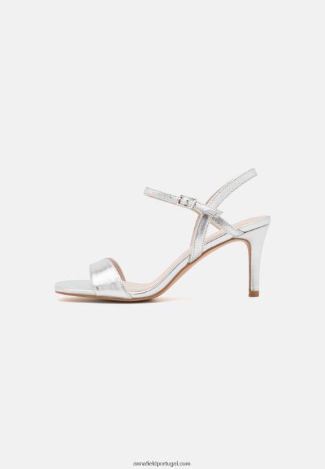 mulheres sandálias de couro prata F4BZ0D1270 Anna Field