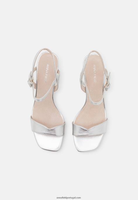mulheres sandálias de couro prata F4BZ0D1270 Anna Field