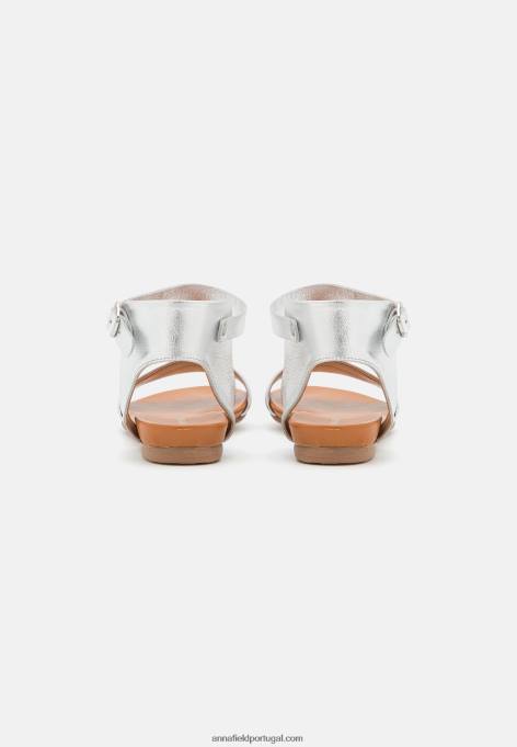 mulheres sandálias de couro prata F4BZ0D1300 Anna Field