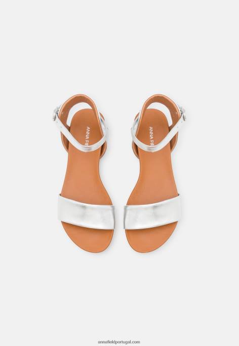 mulheres sandálias de couro prata F4BZ0D1300 Anna Field