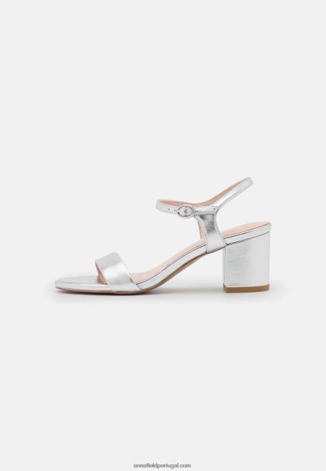mulheres sandálias de couro prata F4BZ0D1362 Anna Field