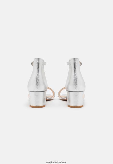 mulheres sandálias de couro prata F4BZ0D1381 Anna Field