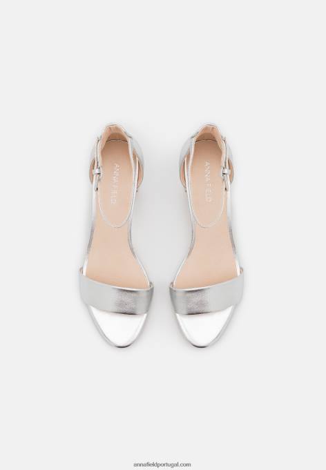 mulheres sandálias de couro prata F4BZ0D1381 Anna Field