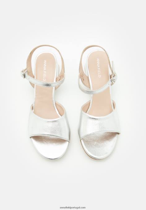 mulheres sandálias de couro prata F4BZ0D1388 Anna Field