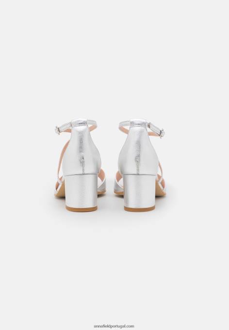 mulheres sandálias de couro prata F4BZ0D1427 Anna Field