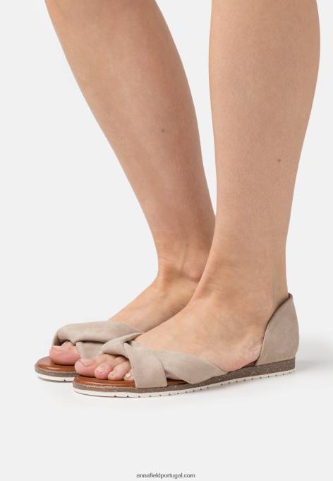 mulheres sandálias de couro taupe F4BZ0D1251 Anna Field