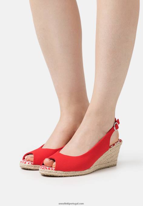 mulheres sandálias de cunha vermelha F4BZ0D1490 Anna Field
