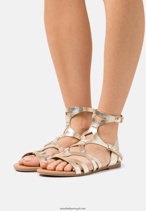 mulheres sandálias douradas F4BZ0D1373 Anna Field