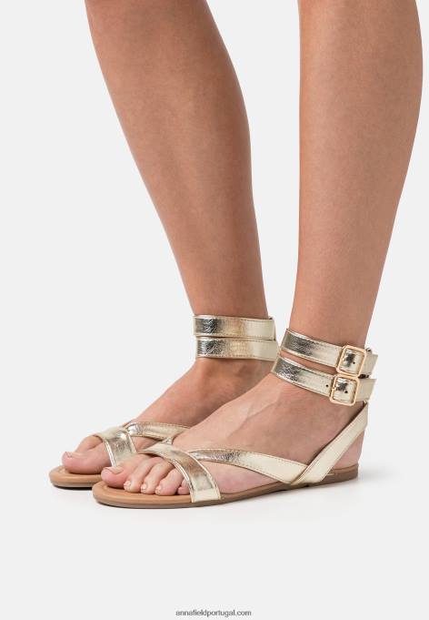 mulheres sandálias douradas F4BZ0D1424 Anna Field