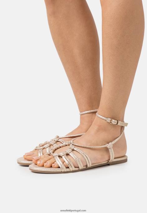 mulheres sandálias douradas F4BZ0D1436 Anna Field